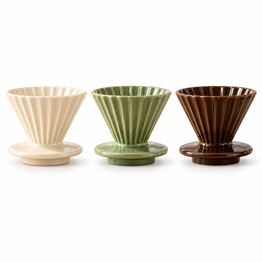 Tervinna Ribbed Ceramic Pour-Over Dripper: three color options