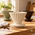 Ribbed Ceramic Pour-Over Dripper main image with transparent Tervinna logo at lower right