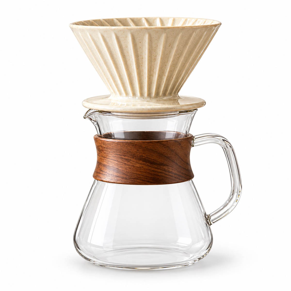 Tervinna Glass Pour-Over Coffee Set with Ceramic Dripper: product on white background