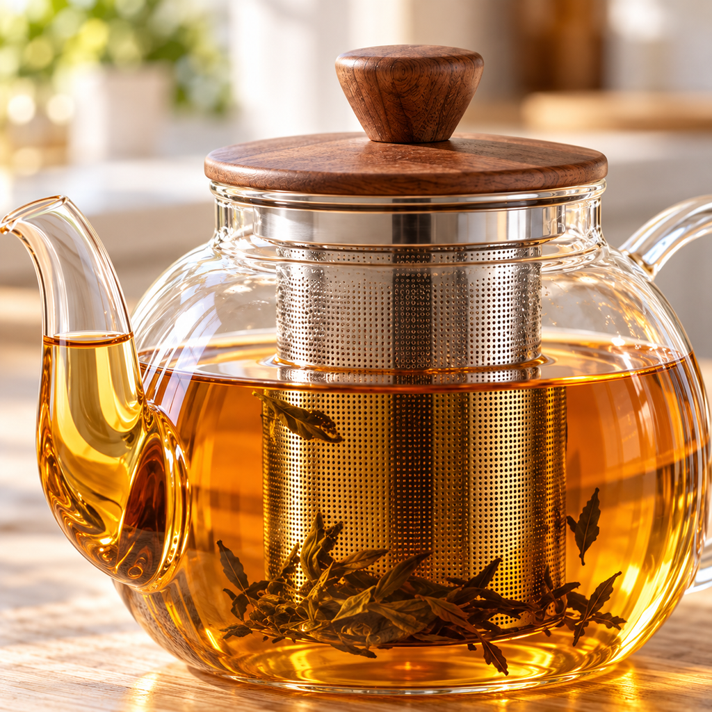 Tervinna Glass Tea Infuser Teapot: close-up product detail