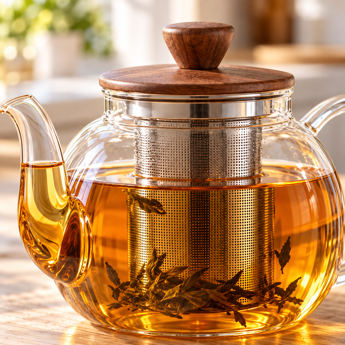 Tervinna Glass Tea Infuser Teapot: close-up product detail