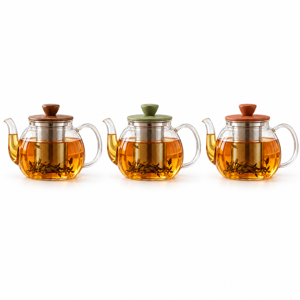 Tervinna Glass Tea Infuser Teapot: three color options