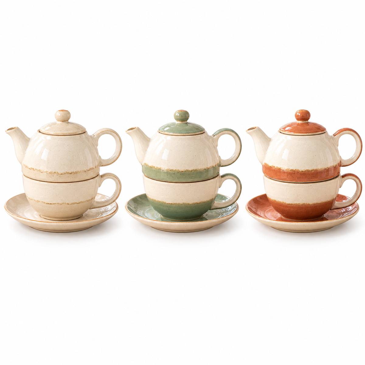 Tervinna Ceramic Tea-for-One Set: three color options