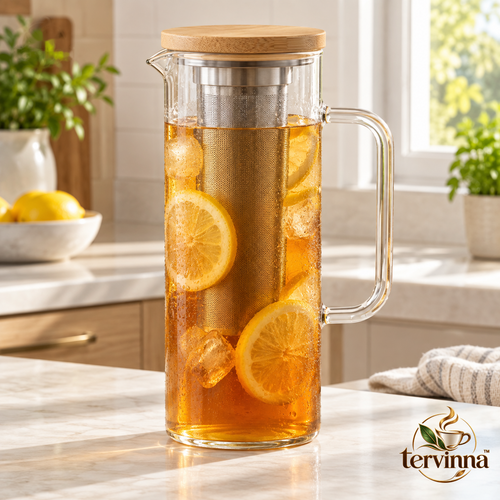 Cold Brew Pitcher with Removable Infuser main image with transparent Tervinna logo at lower right
