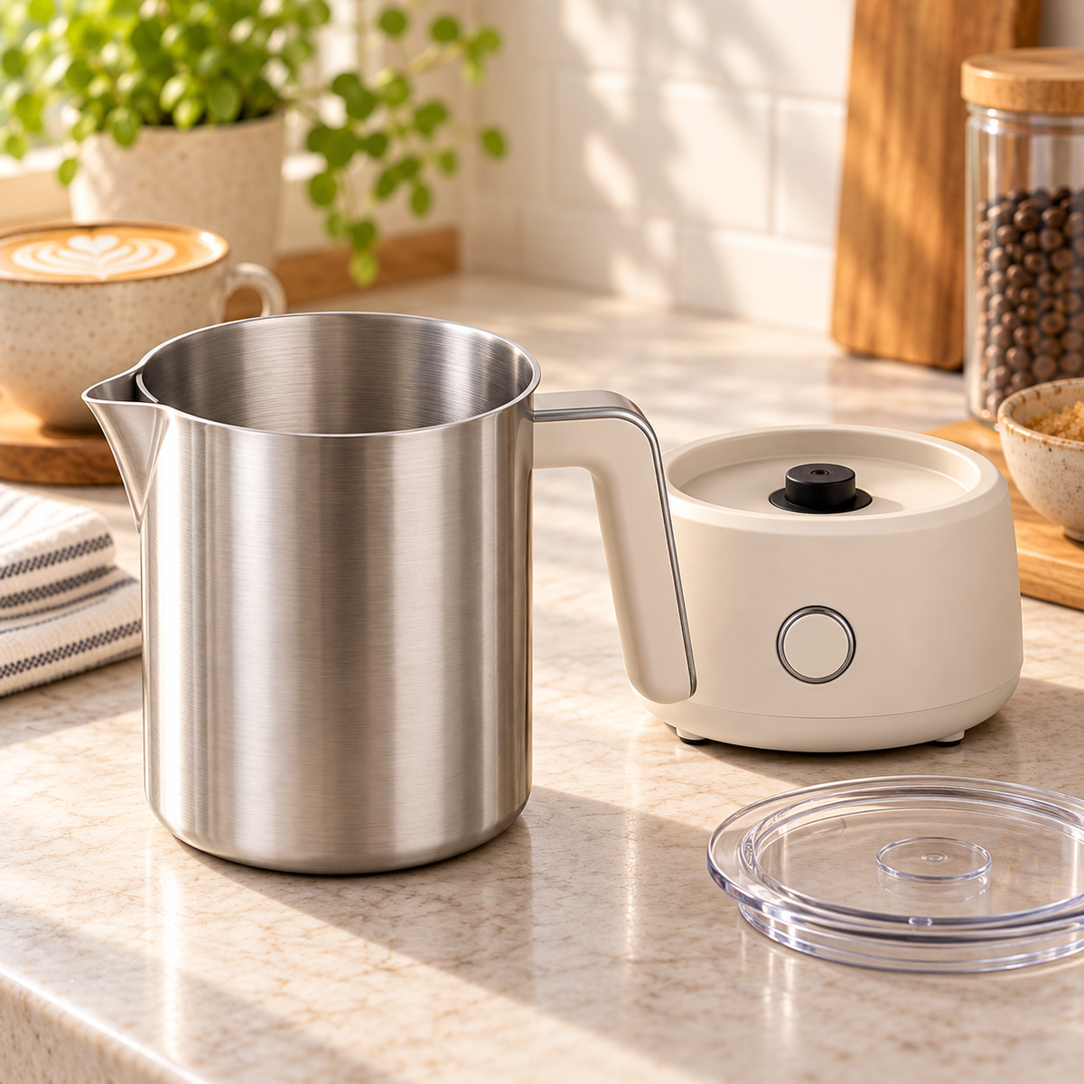 Tervinna Electric Milk Frother Set: close-up product detail